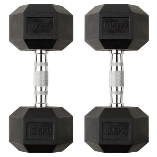 ADVG Hex Dumbbells Set 10-30kg: 2×12 5kg ADVG Hex Dumbbells on White Background