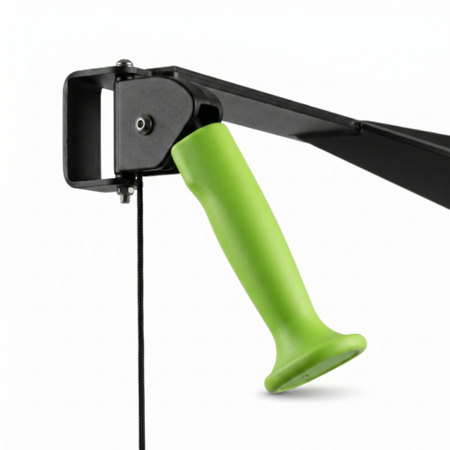 ADVG SkiErg ergonomic classic green handle grip and black arm, close-up detail