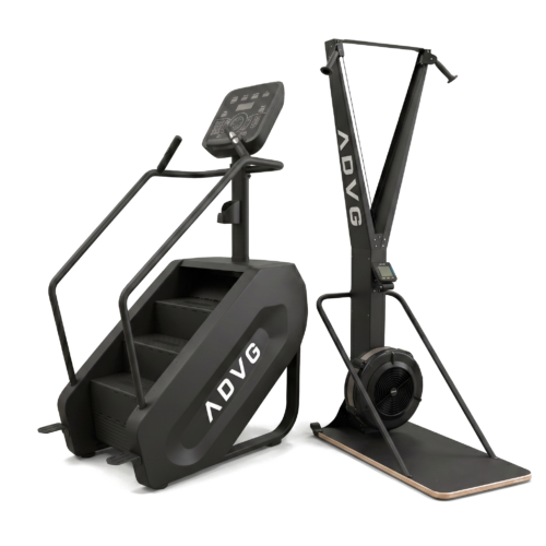 ADVG StepMaster and SkiErg bundle, matte black render, on white