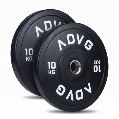 ADVG vulcanised rubber bumper plates, pair of 2 x 10kg, two plates on white