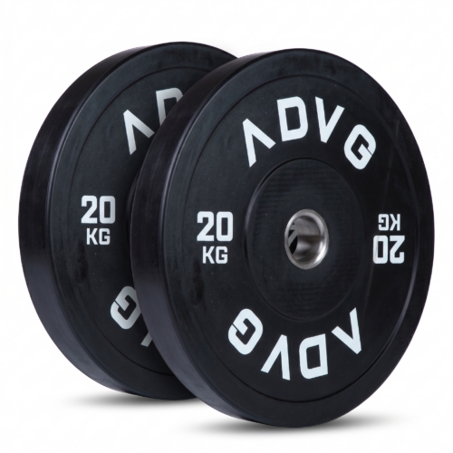 ADVG vulcanised rubber bumper plates, pair of 2 x 20kg, two plates on white