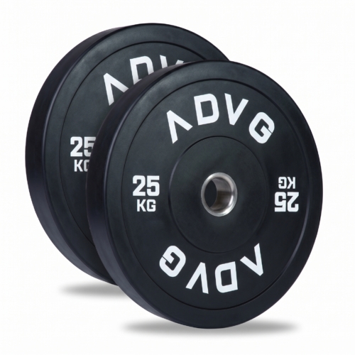 ADVG vulcanised rubber bumper plates, pair of 2 x 25kg, two plates on white