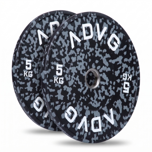 ADVG speckled rubber bumper plates, pair of 2 x 5kg, two plates on white