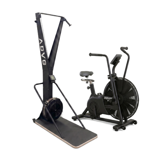 ADVG SkiErg and Assault AirBike PowerMax 2.0 bundle, matte black, on white