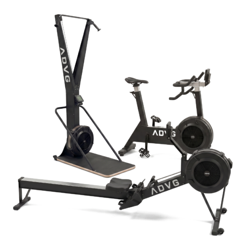 ADVG Tri-Erg bundle - SkiErg, BikeErg and RowErg, matte black, on white