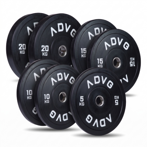 ADVG Vulcanised Rubber Bumper Plates 100kg Bundle - complete 100kg plate set on white