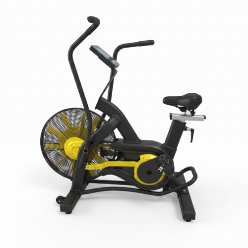 ADVG Sprint Air Bike front three-quarter view yellow fan air bike with LCD console