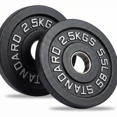 ADVG Steel Deep Dish Bumper Plates, pair of 2 x 2.5kg, two plates at a 3/4 angle on white