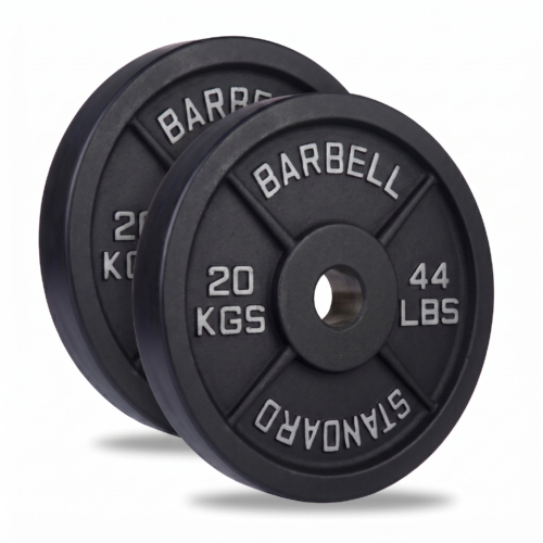 ADVG Steel Deep Dish Bumper Plates, pair of 2 x 20kg, two plates at a 3/4 angle on white