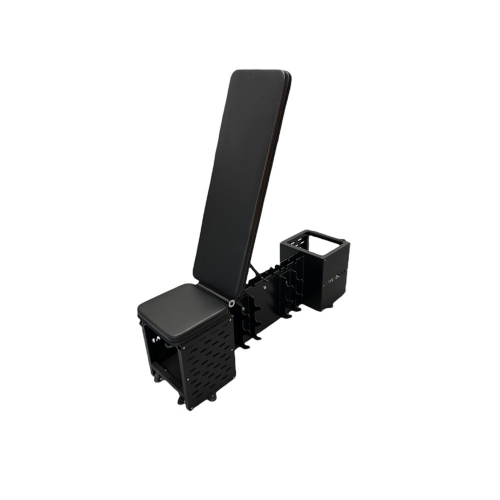 ADVG A1 HiiT Storage Bench with the backrest raised, three-quarter view on a white background