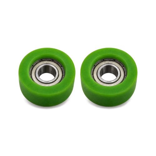 RowErg bottom seat rollers, pair: two green polyurethane rollers with steel bearings