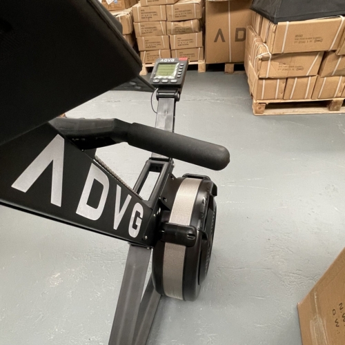 ADVG RowErg rowing machine in the ADVG warehouse – rail, handle and monitor