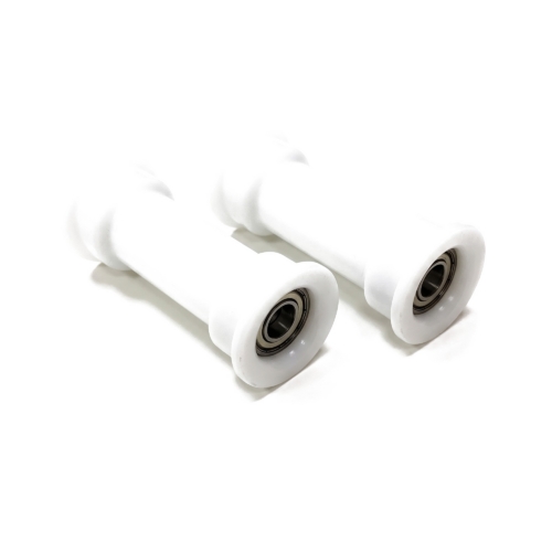 RowErg top seat rollers, pair: two white rollers with bearings fitted