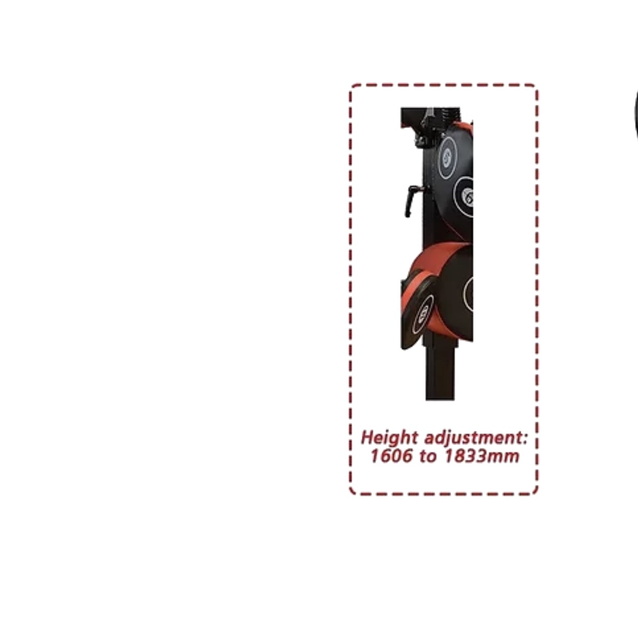 ADVG SkiErg BoxMaster/SparMaster Bundle, BoxMaster height adjustment diagram, 1606 to 1833 mm