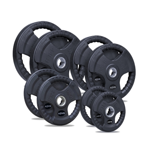 ADVG rubber tri grip Olympic weight plates 100kg set: 2 x 20kg, 2 x 15kg, 2 x 10kg and 2 x 5kg